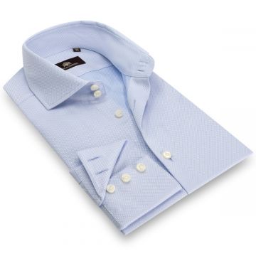 Albin - 2 knoops kraag, 3 knoops manchet, Jacquard geweven shirt 100% CO