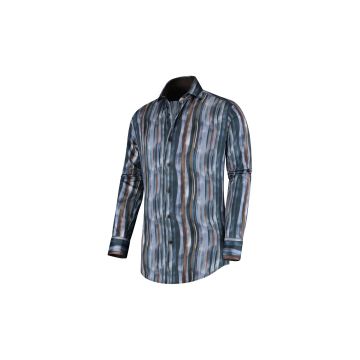 Nikos - Gestreept shirt in stretch kwaliteit