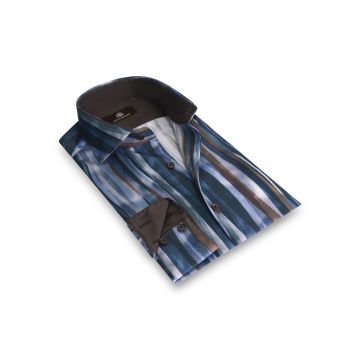 Nikos - Gestreept shirt in stretch kwaliteit