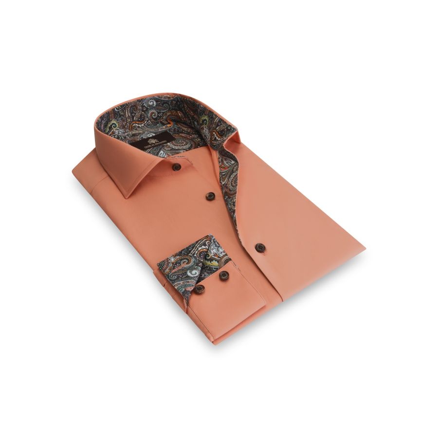 Mick - Effen overhemd met contrastdetails 100% CO