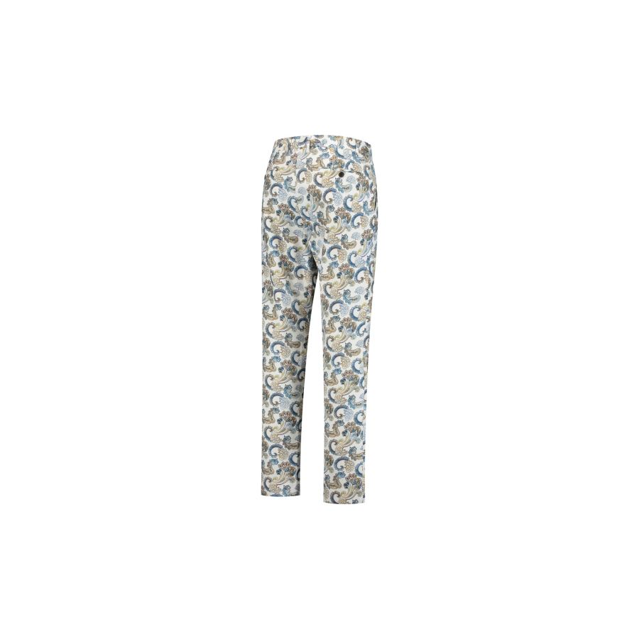 Nassau - Flatfront comfortabele chino met stretch allover print