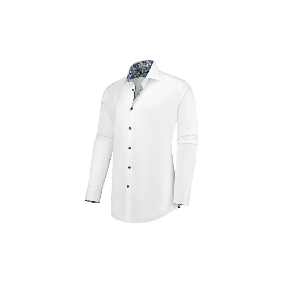 Norman - Plain shirt with contrasts in stretch quality
