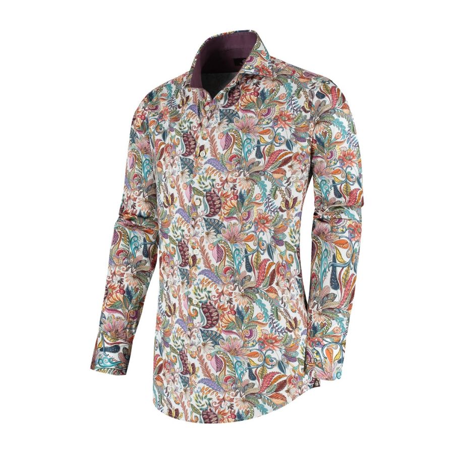 Noud - All-over print shirt in stretch quality