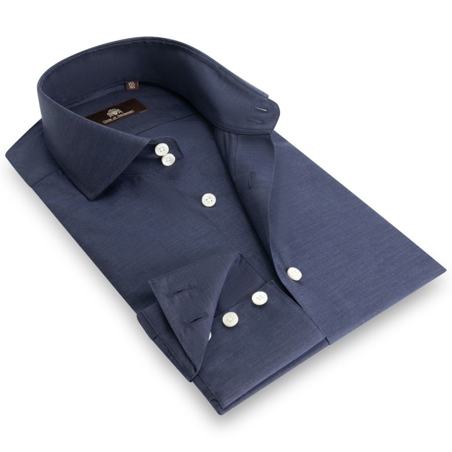 Omega - 2 button collar, 3 button cuff, effen overhemd 100%CO