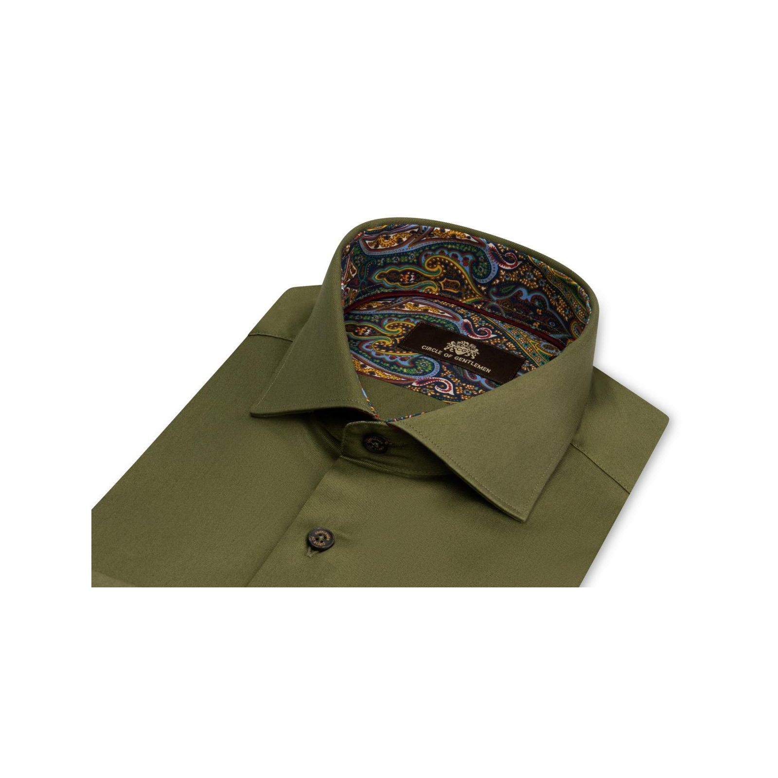 Effen overhemd met contrast details 100 CO groen Circle of Gentlemen