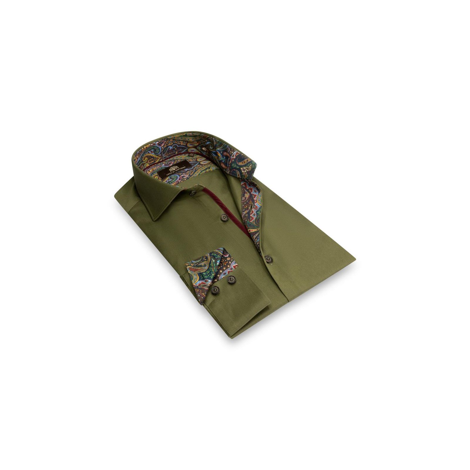 Effen overhemd met contrast details 100 CO groen Circle of Gentlemen